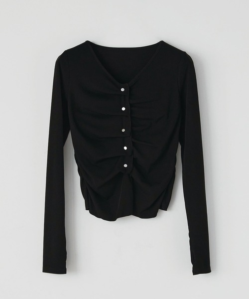 Elishe(エリシェ)の「フロントタックボタントップス(Tシャツ/カットソー・レディース・アイボリー/ブラック・FREE)」の21枚目の写真