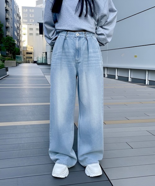 repipi armario（レピピ アルマリオ）の「【一部カラーTALLサイズ有】ホックデニムワイドパンツ（その他パンツ・キッズ・ライトピンク/ブラック系その他/ブルー/ブルー系その他/ベージュ・LARGE/MEDIUM/SMALL）」の4枚目の写真