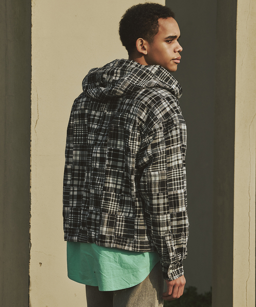 JOURNAL STANDARD（ジャーナルスタンダード）の「パッチ マドラス チェック フーディ シャツ（シャツ/ブラウス・メンズ・オレンジ/ブラック/サックスブルー・MEDIUM/LARGE）」の17枚目の写真