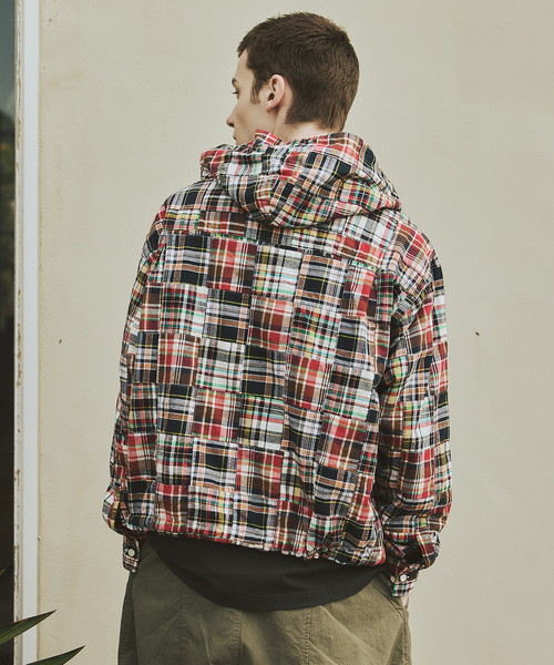 JOURNAL STANDARD（ジャーナルスタンダード）の「パッチ マドラス チェック フーディ シャツ（シャツ/ブラウス・メンズ・オレンジ/ブラック/サックスブルー・MEDIUM/LARGE）」の21枚目の写真