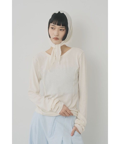 Limue(リミュ)の「メローインナーロングカットソー(Tシャツ/カットソー・レディース・オフホワイト/イエロー/サックスブルー・FREE)」の7枚目の写真