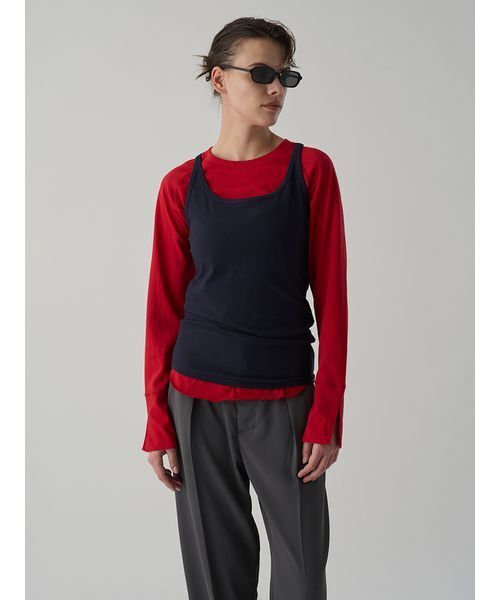 Henon.(ヘノン)の「ラグランロングTシャツ(Tシャツ/カットソー・レディース・ブラック/オフホワイト/レッド・F)」の10枚目の写真