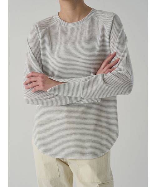 Henon.(ヘノン)の「ラグランロングTシャツ(Tシャツ/カットソー・レディース・ブラック/オフホワイト/レッド・F)」の14枚目の写真