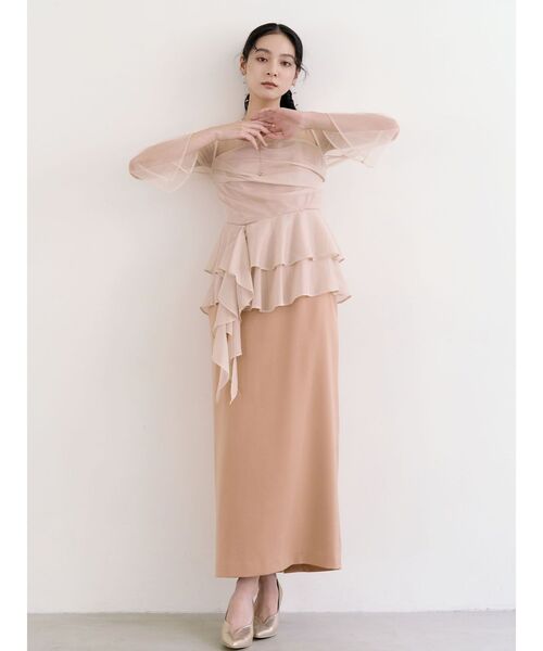 LAGUNAMOON(ラグナムーン)の「LADYアシンメトリーペプラムフリルドレス 【オケージョン】(ドレス・レディース・ブラック/サーモンピンク・SMALL/MEDIUM)」の10枚目の写真