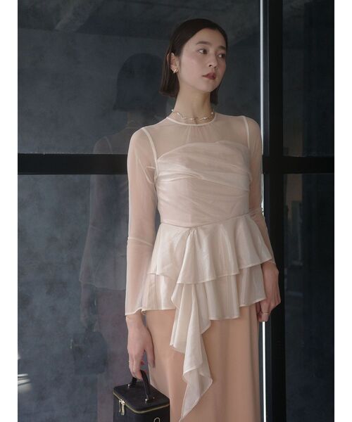 LAGUNAMOON（ラグナムーン）の「LADYアシンメトリーペプラムフリルドレス 結婚式 お呼ばれ（ドレス・レディース・ブラック/サーモンピンク・SMALL/MEDIUM）」の14枚目の写真