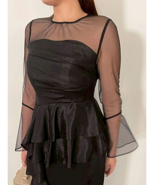 LAGUNAMOON（ラグナムーン）の「LADYアシンメトリーペプラムフリルドレス 結婚式 お呼ばれ（ドレス・レディース・ブラック/サーモンピンク・SMALL/MEDIUM）」の15枚目の写真