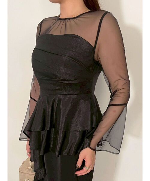 LAGUNAMOON（ラグナムーン）の「LADYアシンメトリーペプラムフリルドレス 結婚式 お呼ばれ（ドレス・レディース・ブラック/サーモンピンク・SMALL/MEDIUM）」の16枚目の写真