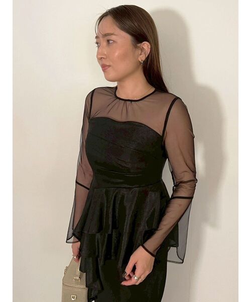 LAGUNAMOON（ラグナムーン）の「LADYアシンメトリーペプラムフリルドレス 結婚式 お呼ばれ（ドレス・レディース・ブラック/サーモンピンク・SMALL/MEDIUM）」の17枚目の写真