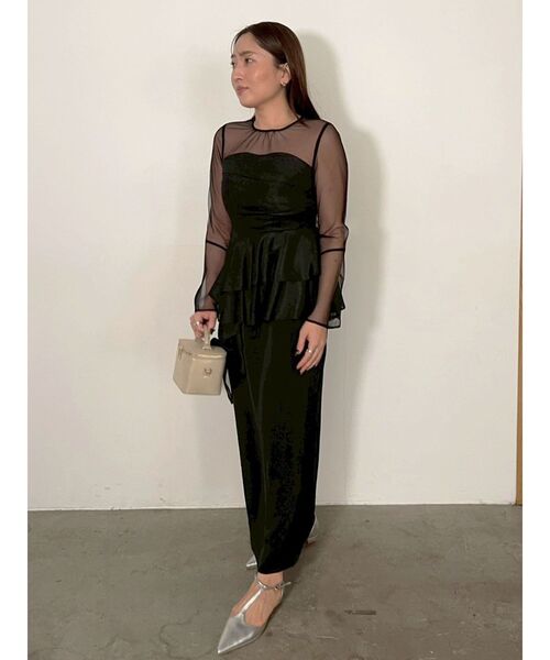 LAGUNAMOON（ラグナムーン）の「LADYアシンメトリーペプラムフリルドレス 結婚式 お呼ばれ（ドレス・レディース・ブラック/サーモンピンク・SMALL/MEDIUM）」の18枚目の写真