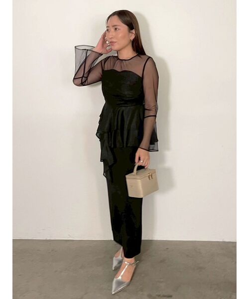 LAGUNAMOON（ラグナムーン）の「LADYアシンメトリーペプラムフリルドレス 結婚式 お呼ばれ（ドレス・レディース・ブラック/サーモンピンク・SMALL/MEDIUM）」の19枚目の写真