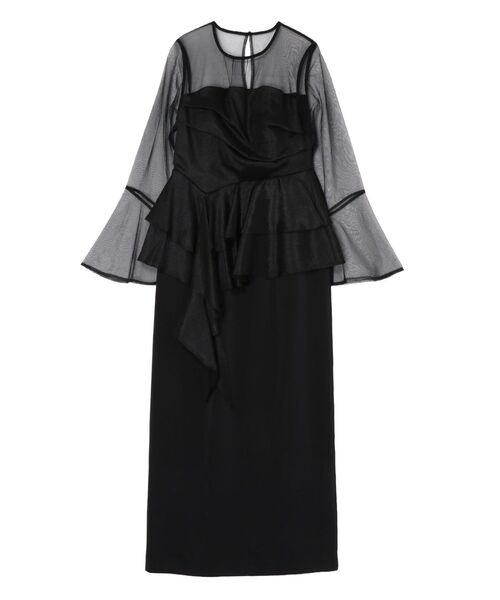 LAGUNAMOON（ラグナムーン）の「LADYアシンメトリーペプラムフリルドレス 結婚式 お呼ばれ（ドレス・レディース・ブラック/サーモンピンク・SMALL/MEDIUM）」の12枚目の写真