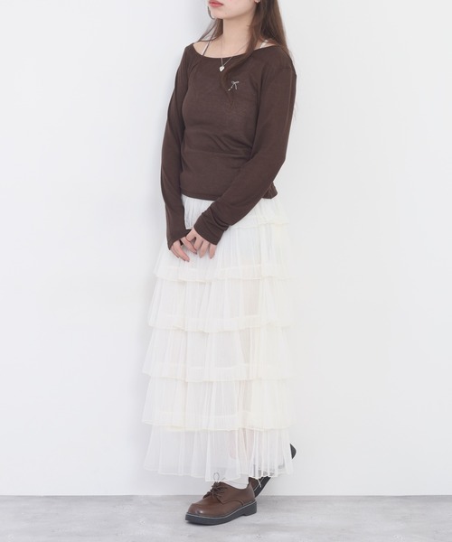 Nohea(ノヘア)の「nohea 6段チュールティアードスカート(スカート・レディース・アイボリー/ブラック/ダークグレー/グレー/オフホワイト/ピンク・M)」の10枚目の写真