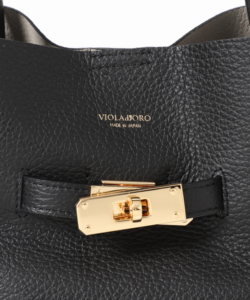 Spick & Span（スピックアンドスパン）の「《追加2》VIOLAd’ORO / ヴィオラドーロ イタリアンWフェイスレザートートバッグM（トートバッグ・レディース・ブラック/グレー・FREE）」の13枚目の写真