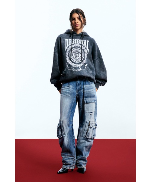 Desigual(デシグアル)の「【Desigual × EGONLAB】ウールファインゲージ オーバーサイズフーディ 90年代×ストリート 2026年春夏 新作(スウェット・レディース・ブラック・S/L)」の4枚目の写真