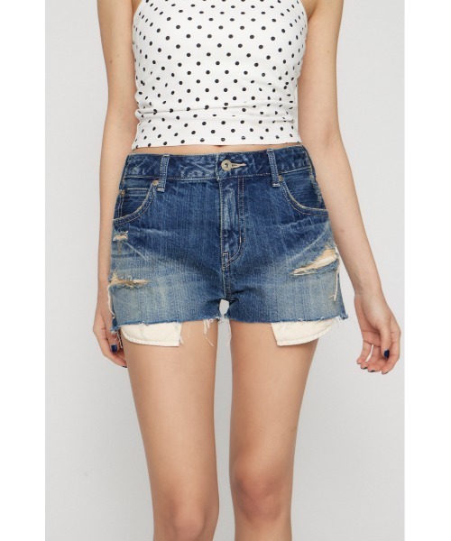 LAGUA GEM(ラグアジェム)の「CRASH COMPACT DENIM ショートパンツ(デニムパンツ・レディース・ブラック/ブルー・X-SMALL/SMALL/MEDIUM)」の4枚目の写真
