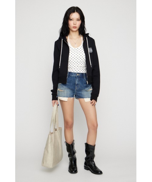 LAGUA GEM(ラグアジェム)の「CRASH COMPACT DENIM ショートパンツ(デニムパンツ・レディース・ブラック/ブルー・X-SMALL/SMALL/MEDIUM)」の6枚目の写真