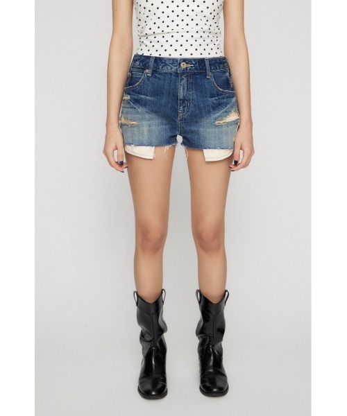 LAGUA GEM(ラグアジェム)の「CRASH COMPACT DENIM ショートパンツ(デニムパンツ・レディース・ブラック/ブルー・X-SMALL/SMALL/MEDIUM)」の7枚目の写真