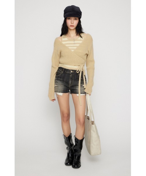 LAGUA GEM(ラグアジェム)の「CRASH COMPACT DENIM ショートパンツ(デニムパンツ・レディース・ブラック/ブルー・X-SMALL/SMALL/MEDIUM)」の12枚目の写真