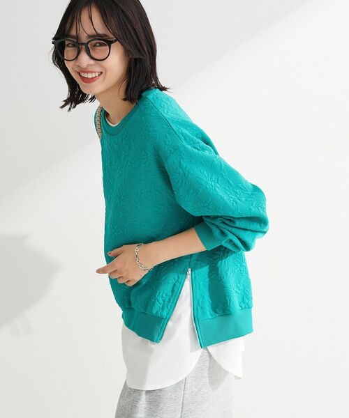 Green Parks(グリーンパークス)の「フラワーフクレジャカードプルオーバー(Tシャツ/カットソー・レディース・グリーン/グレー/オフホワイト・FREE)」の4枚目の写真