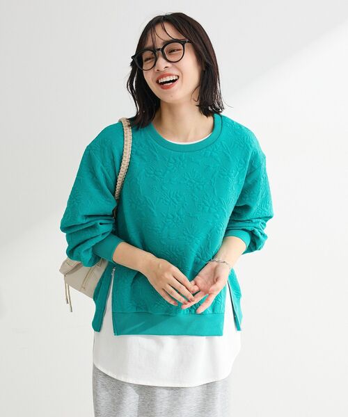 Green Parks(グリーンパークス)の「フラワーフクレジャカードプルオーバー(Tシャツ/カットソー・レディース・グリーン/グレー/オフホワイト・FREE)」の7枚目の写真