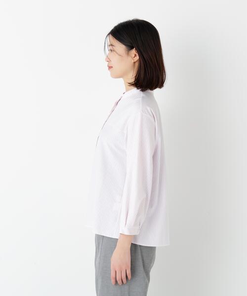 human woman(ヒューマンウーマン)の「◆【ウォッシャブル】鹿の子ジャージーバンドカラープルオーバー(Tシャツ/カットソー・レディース・パープル系その他4/ブルー/ダークインディゴブルー・MEDIUM)」の10枚目の写真