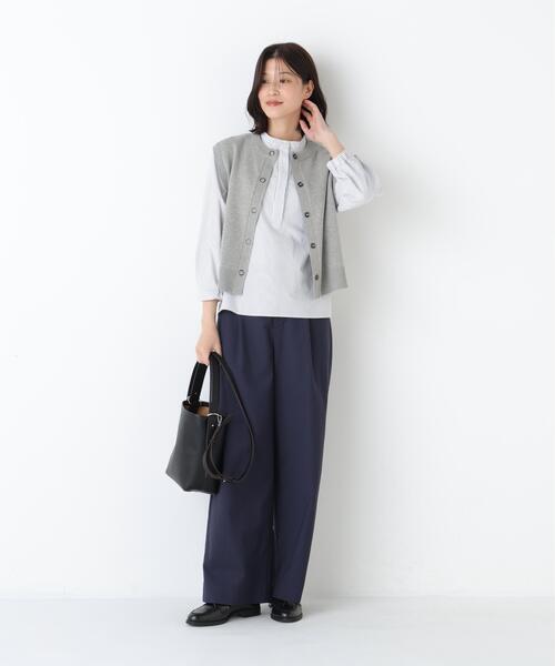 human woman(ヒューマンウーマン)の「◆【ウォッシャブル】鹿の子ジャージーバンドカラープルオーバー(Tシャツ/カットソー・レディース・パープル系その他4/ブルー/ダークインディゴブルー・MEDIUM)」の17枚目の写真