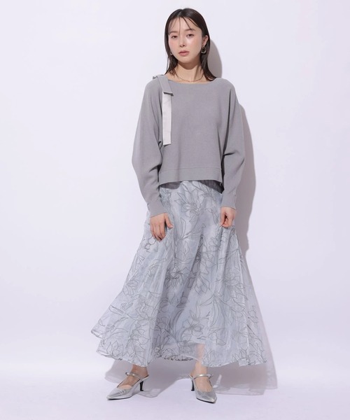 Mystrada（マイストラーダ）の「ネリナフロッキースカート（スカート・レディース・ライトブルー/ピンク/ベージュ・38/36/34）」の4枚目の写真