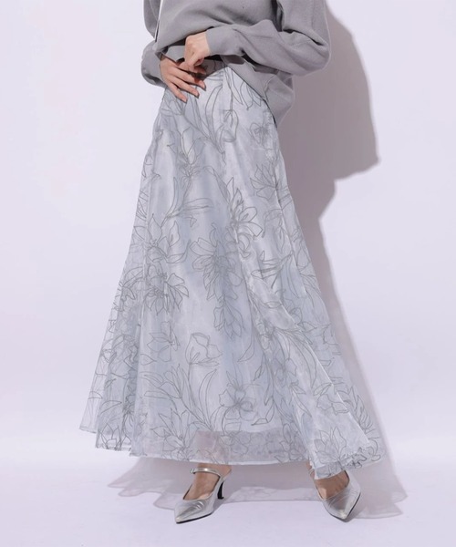 Mystrada（マイストラーダ）の「ネリナフロッキースカート（スカート・レディース・ライトブルー/ピンク/ベージュ・38/36/34）」の14枚目の写真