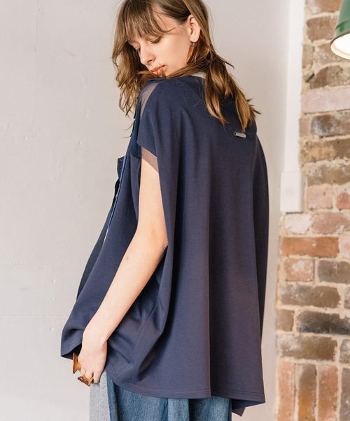 AULA AILA（アウラアイラ）の「メッシュポケットトップス（Tシャツ/カットソー・レディース・ネイビー/オフホワイト/ブラック・0）」の9枚目の写真