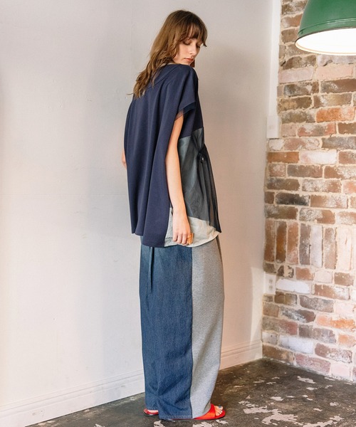 AULA AILA（アウラアイラ）の「メッシュポケットトップス（Tシャツ/カットソー・レディース・ネイビー/オフホワイト/ブラック・0）」の13枚目の写真