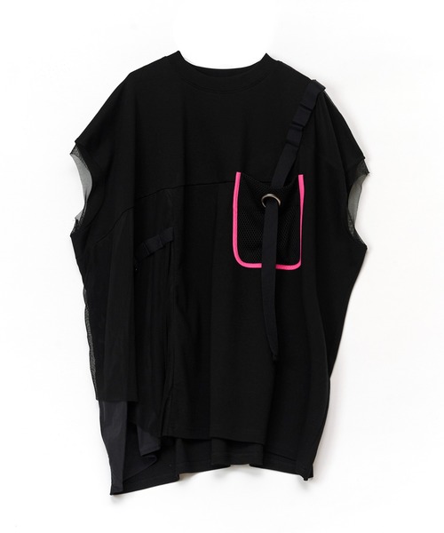 AULA AILA（アウラアイラ）の「メッシュポケットトップス（Tシャツ/カットソー・レディース・ネイビー/オフホワイト/ブラック・0）」の4枚目の写真