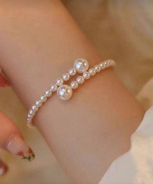 VIBGYOR（ヴィブジョー）の「【IZU】 ステンレスツインパールバイパスバングル（ブレスレット）」