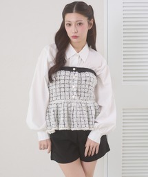 Ambre Neige（アンブルネージュ）の「knit bustier & volume shirt set / ニットビスチェ&ボリュームシャツセット（アンサンブル）」