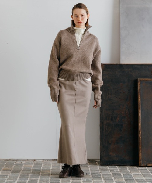 CREDONA(クレドナ)の「HENRY HIGH NECK TOPS/ヘンリーハイネックトップス(Tシャツ/カットソー・レディース・レッド/ホワイト/ブラック/チャコールグレー/ブラウン・FREE)」の8枚目の写真