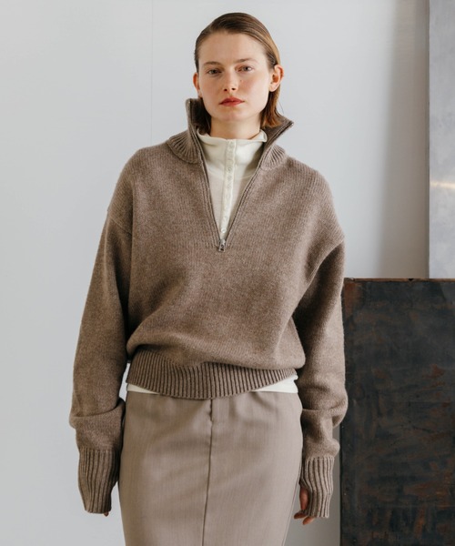 CREDONA(クレドナ)の「HENRY HIGH NECK TOPS/ヘンリーハイネックトップス(Tシャツ/カットソー・レディース・レッド/ホワイト/ブラック/チャコールグレー/ブラウン・FREE)」の14枚目の写真