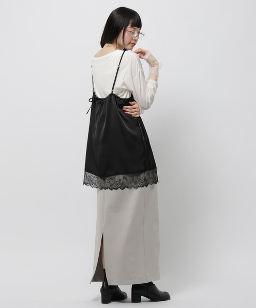 niko and...（ニコアンド）の「レーストリムキャミソール（チュニック・レディース・ブラック/チャコール/クリーム・FREE）」の10枚目の写真