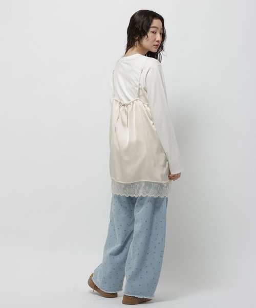 niko and...（ニコアンド）の「レーストリムキャミソール（チュニック・レディース・ブラック/チャコール/クリーム・FREE）」の14枚目の写真