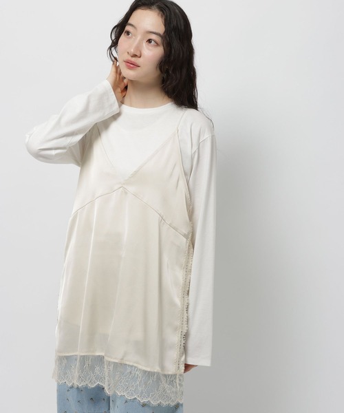 niko and...（ニコアンド）の「レーストリムキャミソール（チュニック・レディース・ブラック/チャコール/クリーム・FREE）」の16枚目の写真