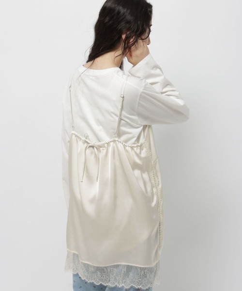 niko and...（ニコアンド）の「レーストリムキャミソール（チュニック・レディース・ブラック/チャコール/クリーム・FREE）」の17枚目の写真