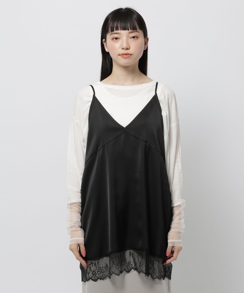 niko and...（ニコアンド）の「レーストリムキャミソール（チュニック・レディース・ブラック/チャコール/クリーム・FREE）」の18枚目の写真