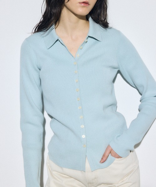 AZUL by moussy（アズールバイマウジー）の「エリツキリブニット（ニット/セーター・レディース・アイボリー/ライトブルー/ネイビー/ライトグレー・FREE）」の3枚目の写真