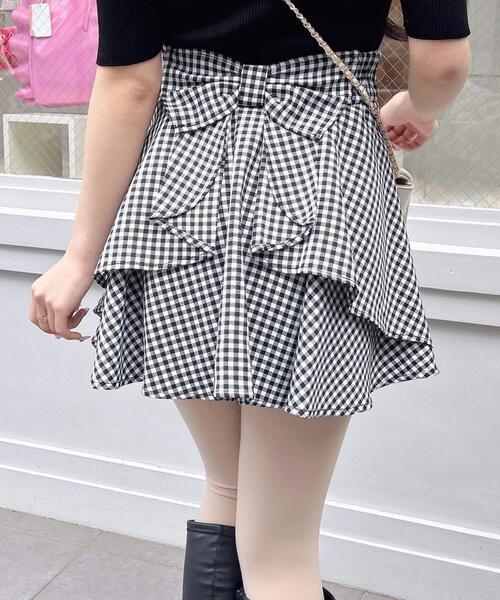 INGNI（イング）の「バックリボンチェック柄フレアスカパン（スカート・レディース・ブラック系その他3/ブラック系/ピンク系1・FREE）」の2枚目の写真