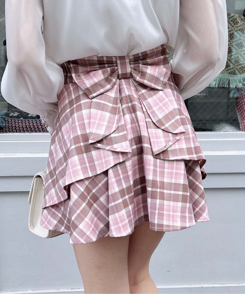 INGNI（イング）の「バックリボンチェック柄フレアスカパン（スカート・レディース・ブラック系その他3/ブラック系/ピンク系1・FREE）」の3枚目の写真