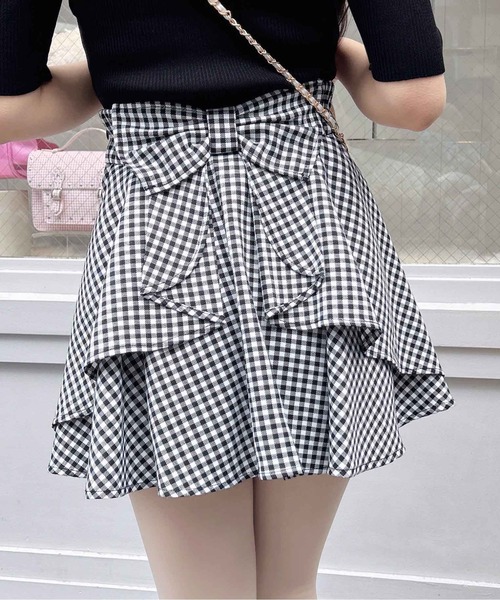 INGNI（イング）の「バックリボンチェック柄フレアスカパン（スカート・レディース・ブラック系その他3/ブラック系/ピンク系1・FREE）」の12枚目の写真