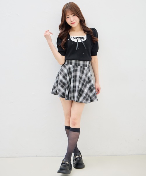 INGNI（イング）の「バックリボンチェック柄フレアスカパン（スカート・レディース・ブラック系その他3/ブラック系/ピンク系1・FREE）」の20枚目の写真