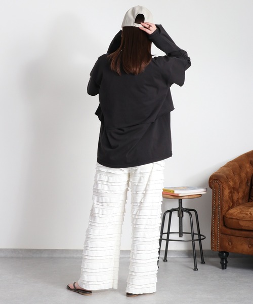 cepo(セポ)の「ランダムフリルシアーイージーパンツ(その他パンツ・レディース・オフホワイト/ブラック・M)」の7枚目の写真