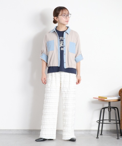 cepo(セポ)の「ランダムフリルシアーイージーパンツ(その他パンツ・レディース・オフホワイト/ブラック・M)」の11枚目の写真