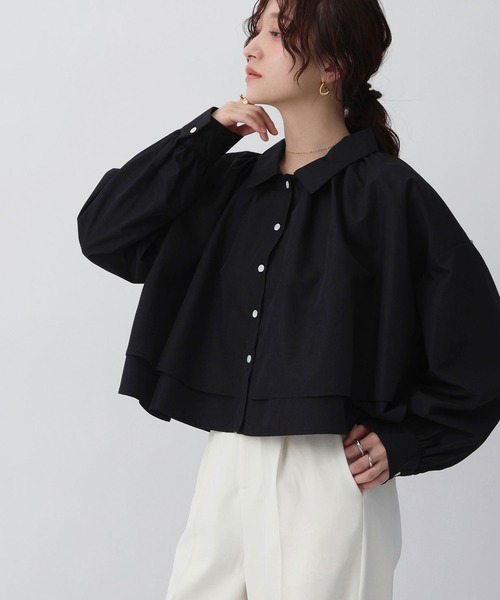 NOAHL（ノアル）の「【NOAHL】レイヤード風襟付きボリュームシャツ（シャツ/ブラウス・レディース・ホワイト/ブルー/ブラック・FREE）」の22枚目の写真