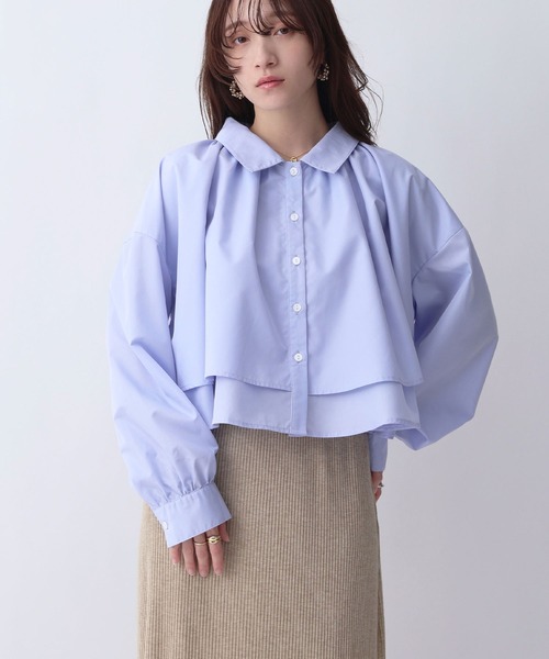 NOAHL（ノアル）の「【NOAHL】レイヤード風襟付きボリュームシャツ（シャツ/ブラウス・レディース・ホワイト/ブルー/ブラック・FREE）」の13枚目の写真