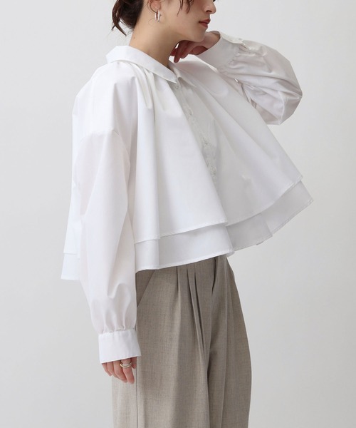 NOAHL（ノアル）の「【NOAHL】レイヤード風襟付きボリュームシャツ（シャツ/ブラウス・レディース・ホワイト/ブルー/ブラック・FREE）」の4枚目の写真